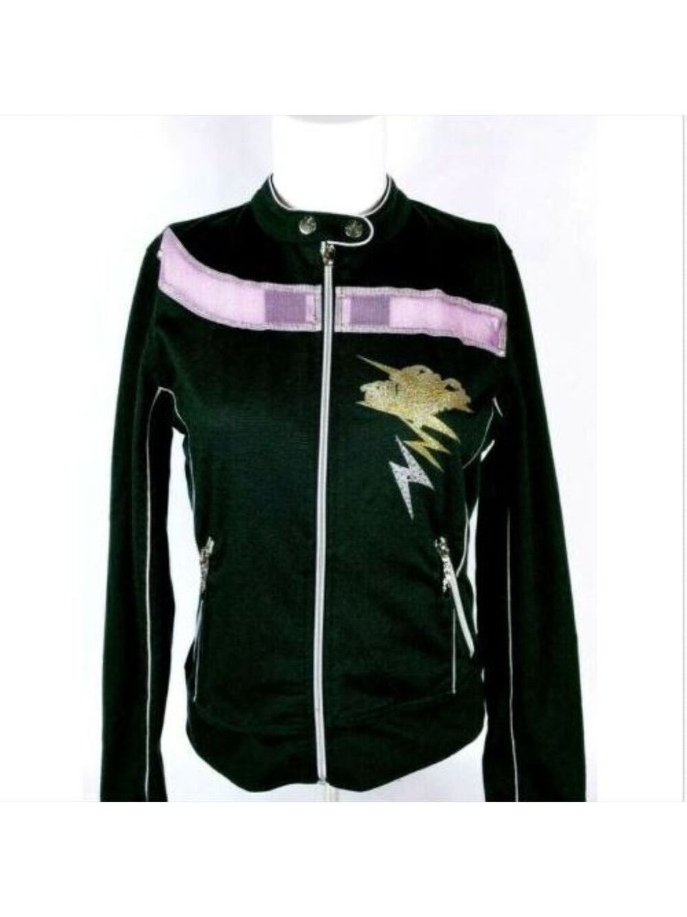 Metta Femme Black Glitter Dance Studio Jacket Large